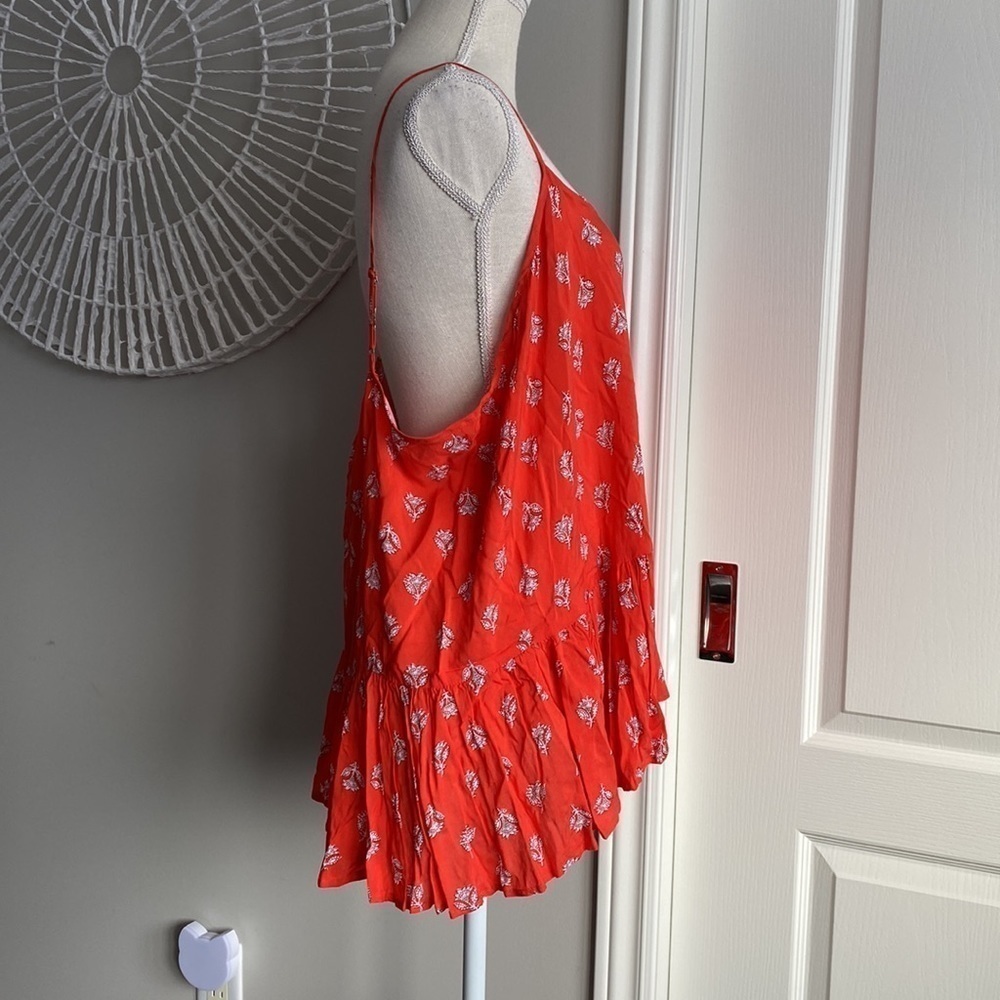 Old Navy - Flouncy Summery Babydoll Tank Top in Blood Orange​​​​​​​​​​​​ - Picture 2 of 8